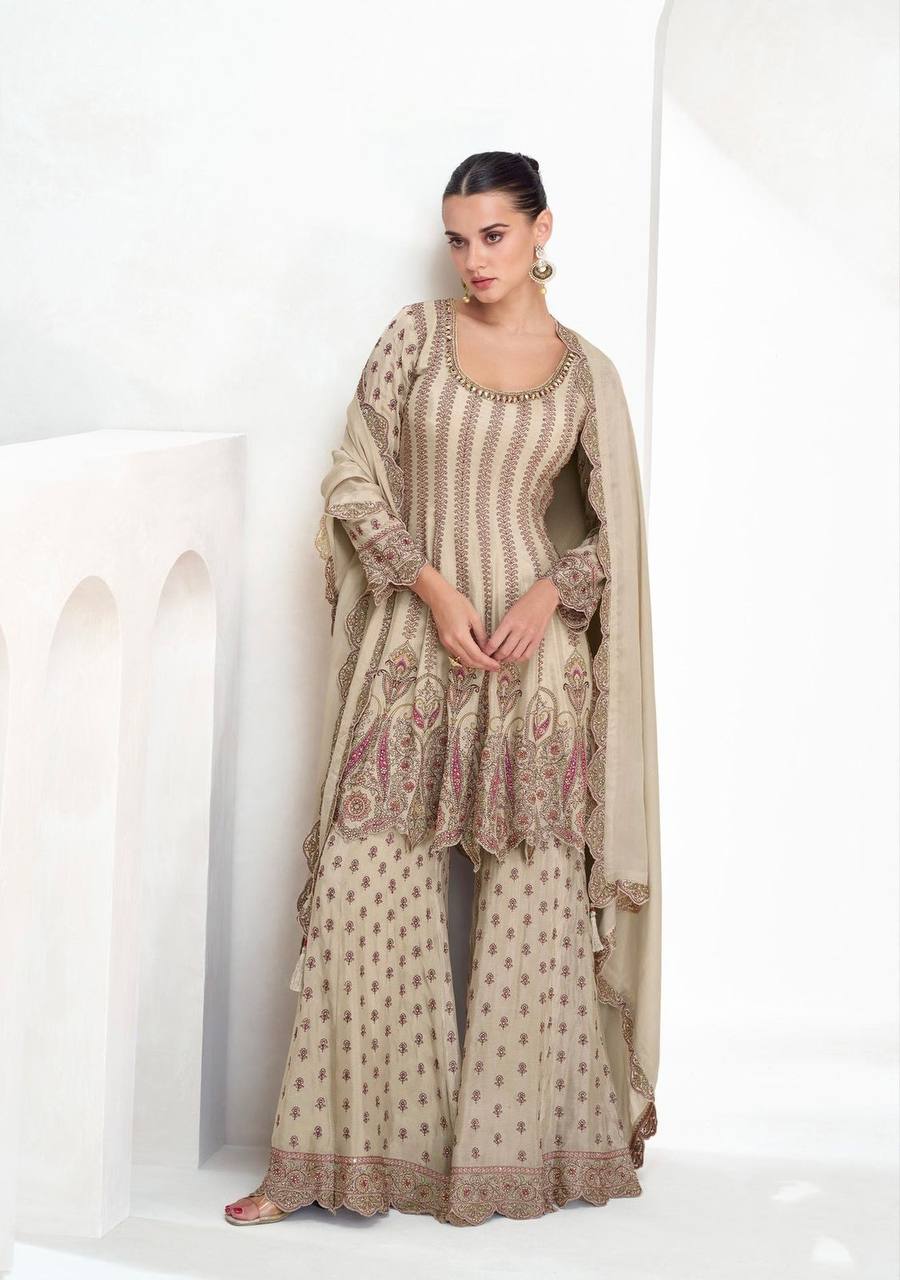 Chiku Elegant Chinon Embroidered Suit Set – Full Stitched