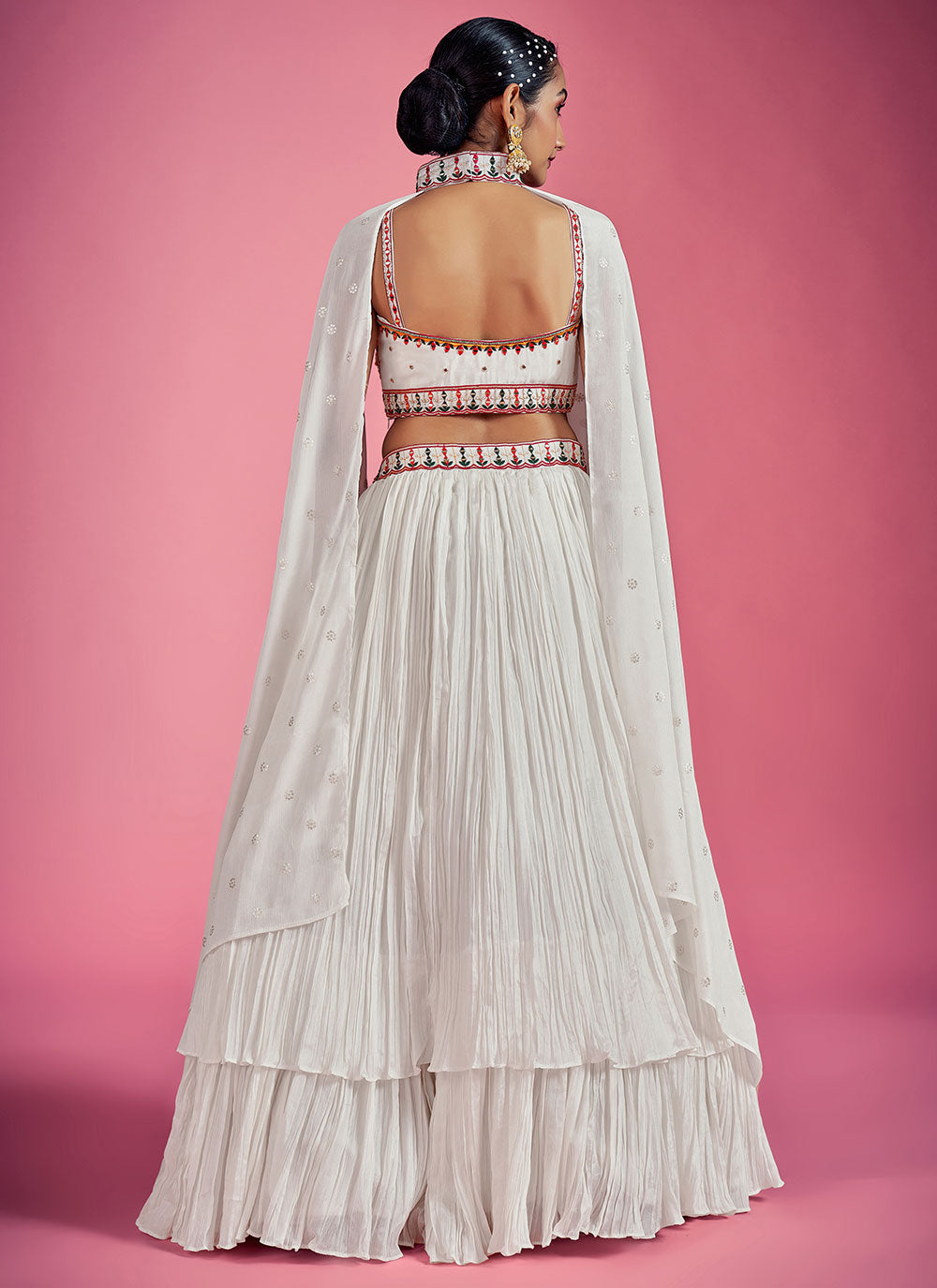 White Mirror Engagement Readymade Lehenga