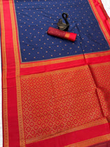 Blue Silk Saree with Dual Tone Finish and Rich Zari Detailing
