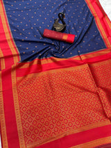 Blue Silk Saree with Dual Tone Finish and Rich Zari Detailing