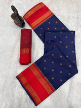 Blue Silk Saree with Dual Tone Finish and Rich Zari Detailing