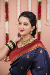 Blue Silk Saree with Dual Tone Finish and Rich Zari Detailing
