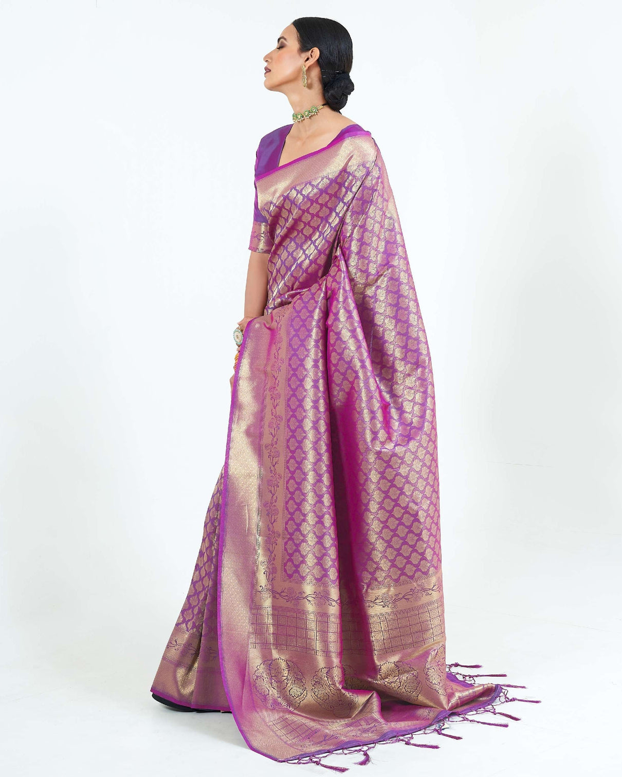 Deep Purple Woven Kanjivaram Silk Saree : Limited Edition