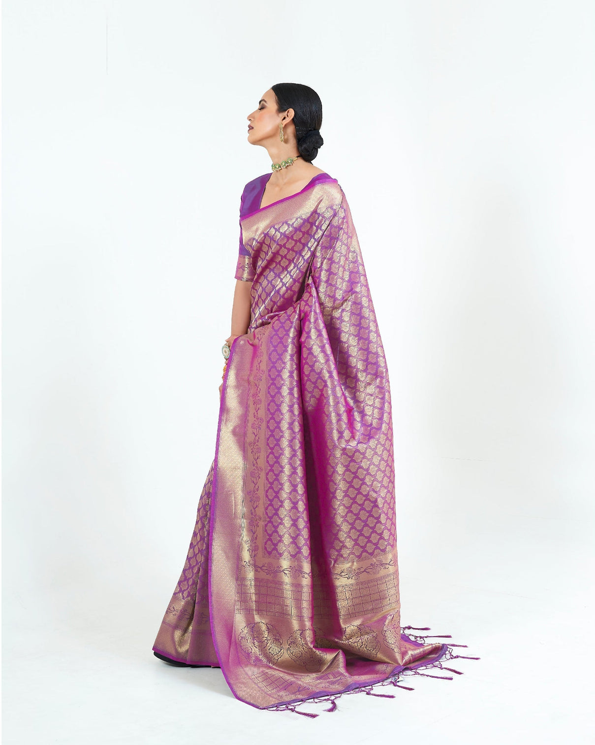 Deep Purple Woven Kanjivaram Silk Saree : Limited Edition