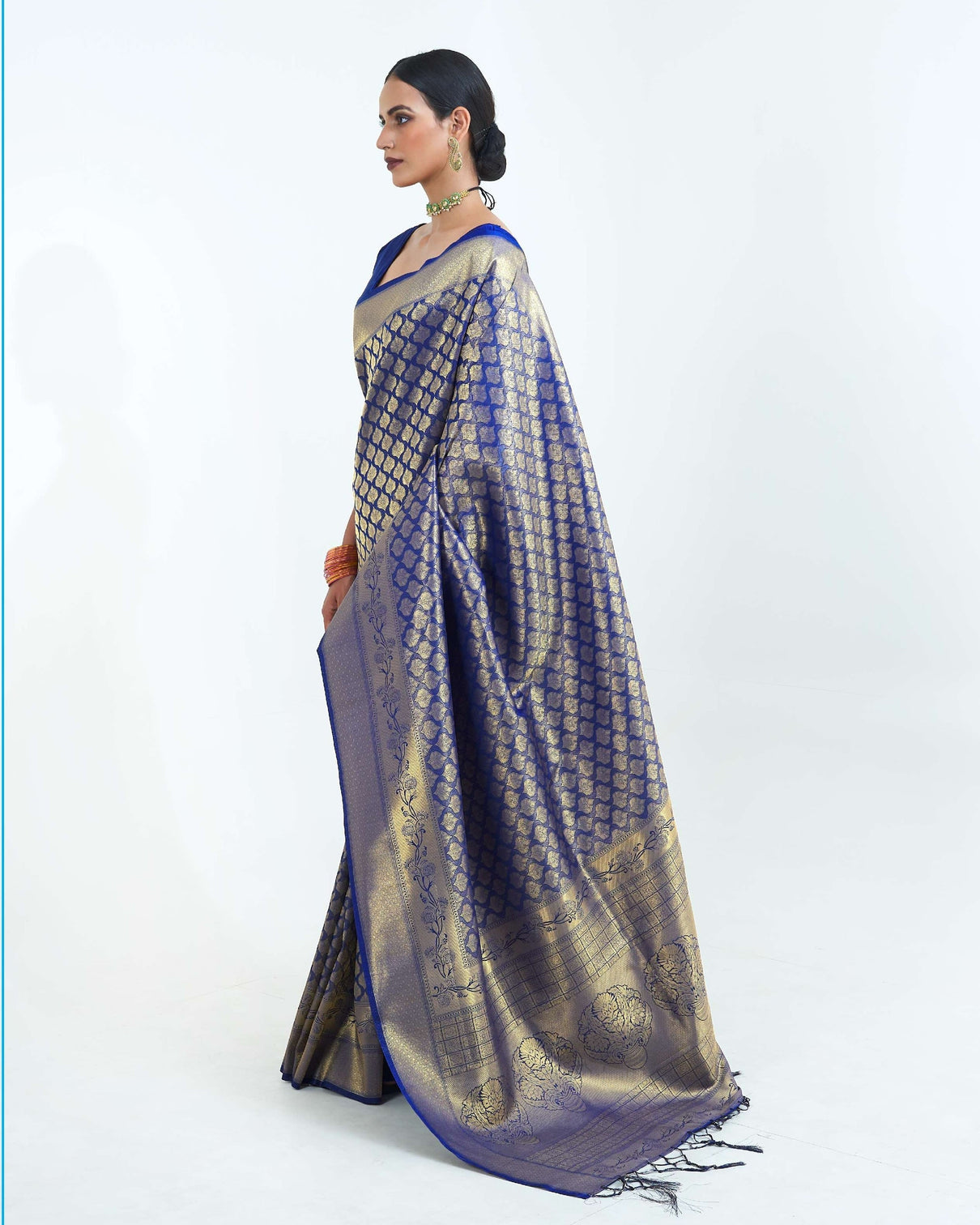 Denim Blue Woven Kanjivaram Silk Saree : Limited Edition