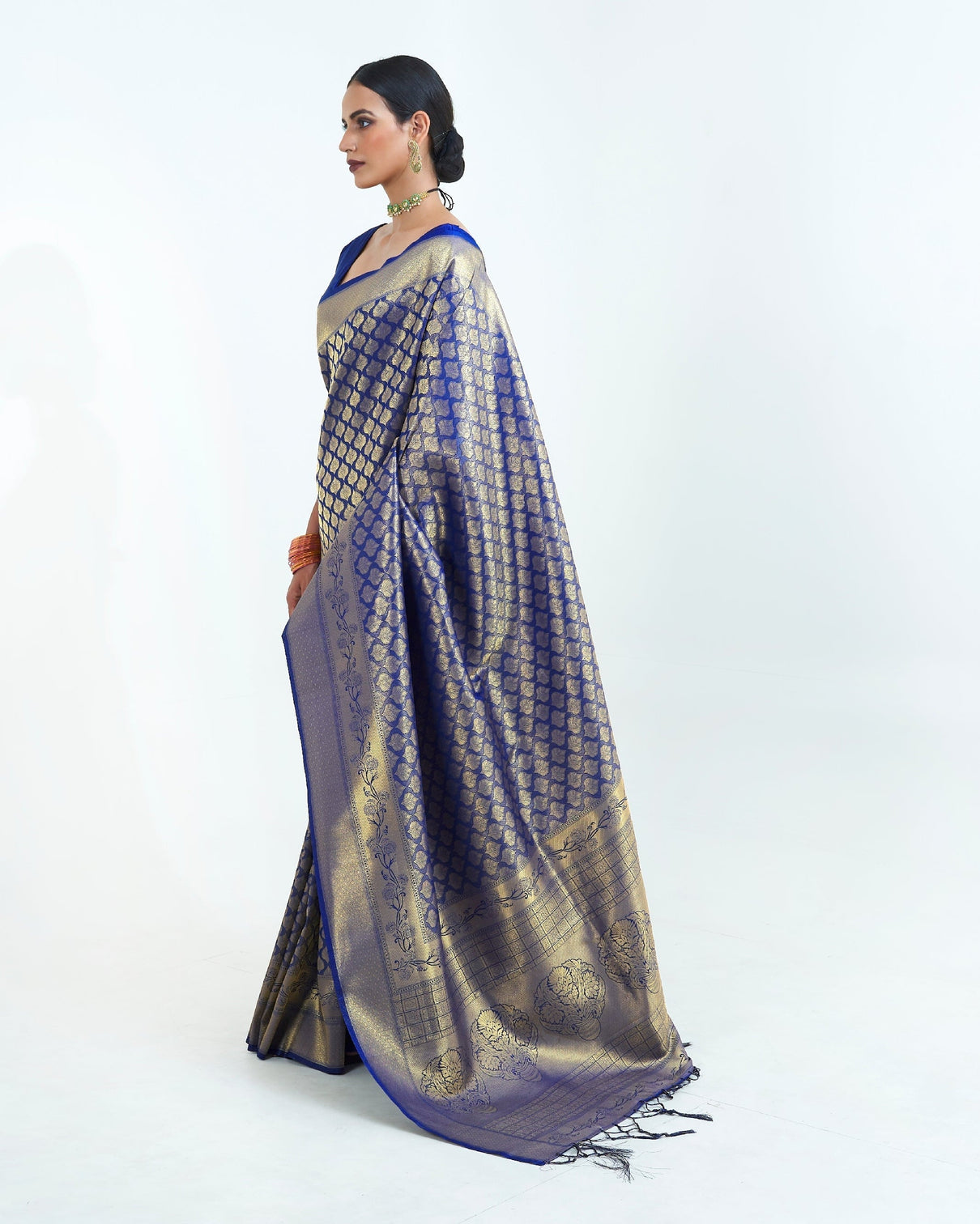 Denim Blue Woven Kanjivaram Silk Saree : Limited Edition