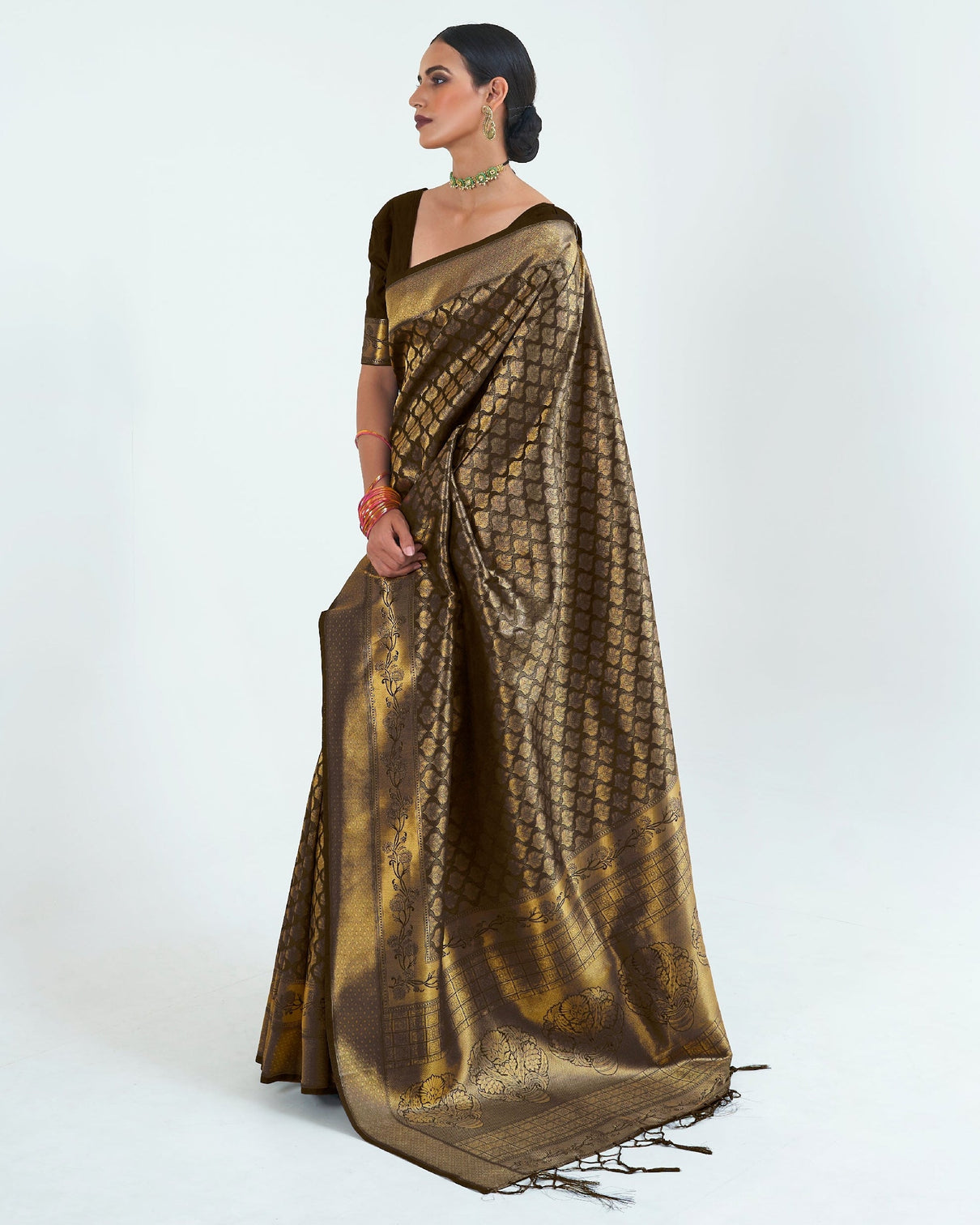 Midnight Black Woven Kanjivaram Silk Saree : Limited Edition