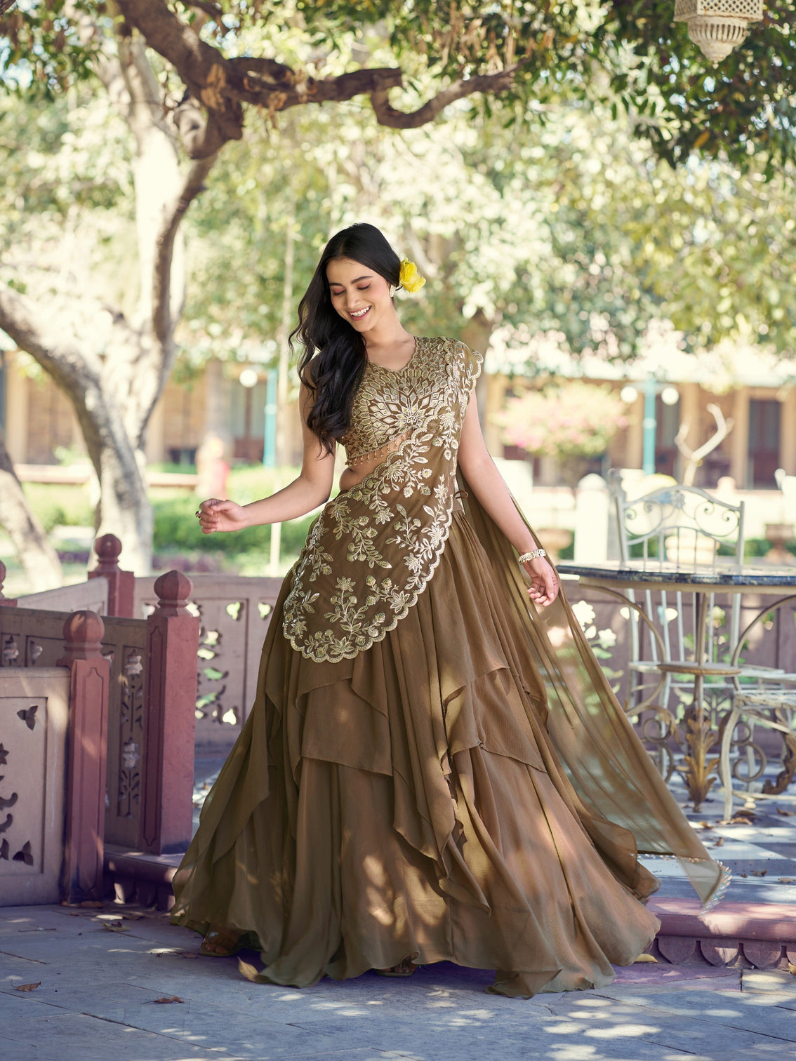 Coffee color traditional lehenga choli