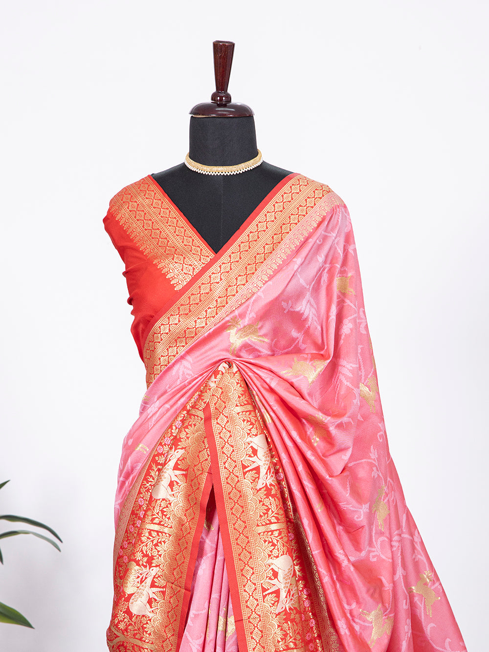 Light Pink Color Weaving Zari Work Jacquard Silk Saree