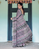 Black Cotton Saree with Ajrakh Pattern for Everyday Wear