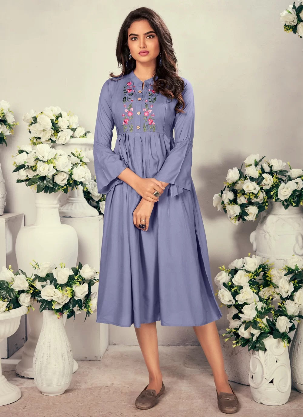 Comfortable heavy rayon feeding kurti with beautiful embroidery work