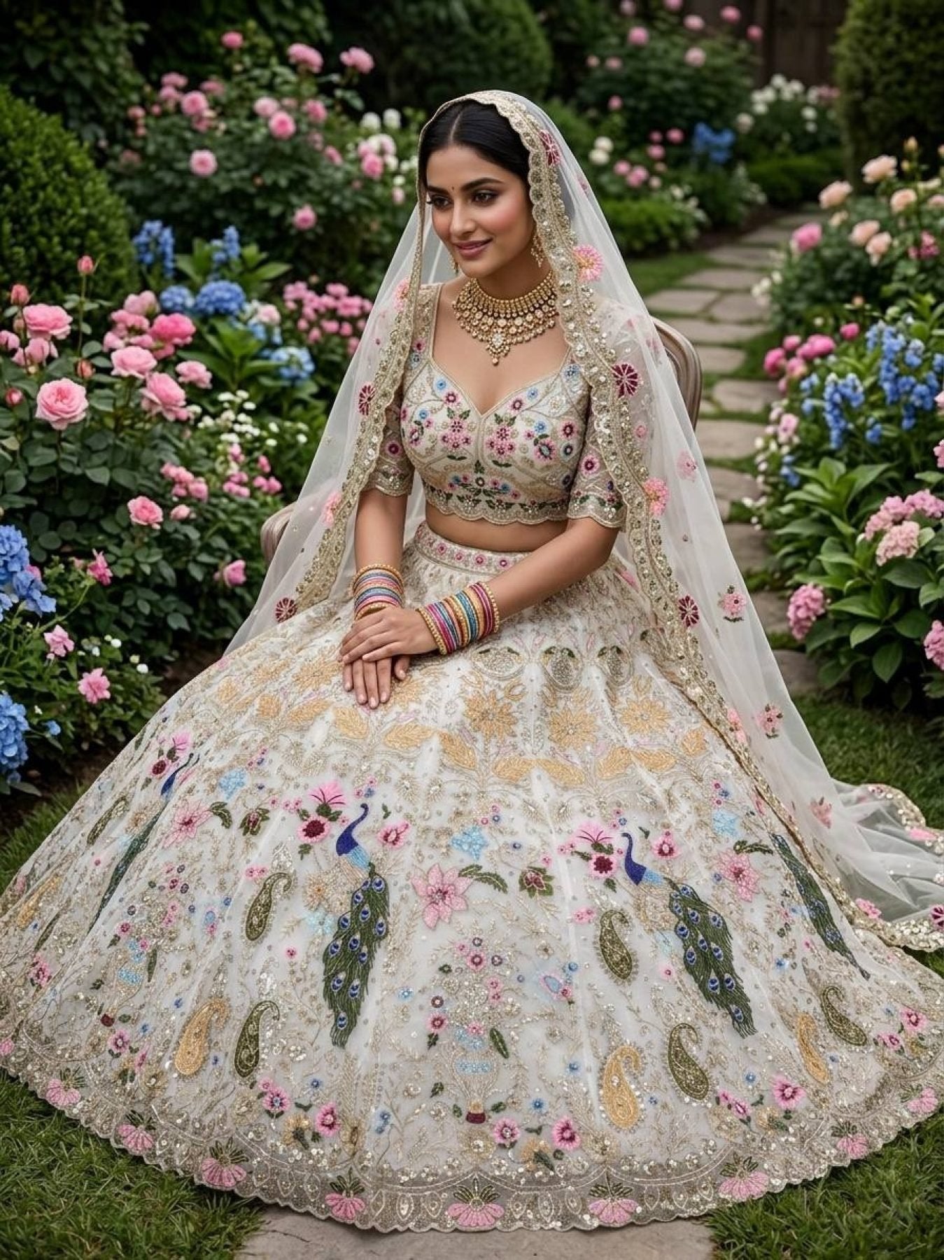 Organza Lehenga with Heavy Cut Work