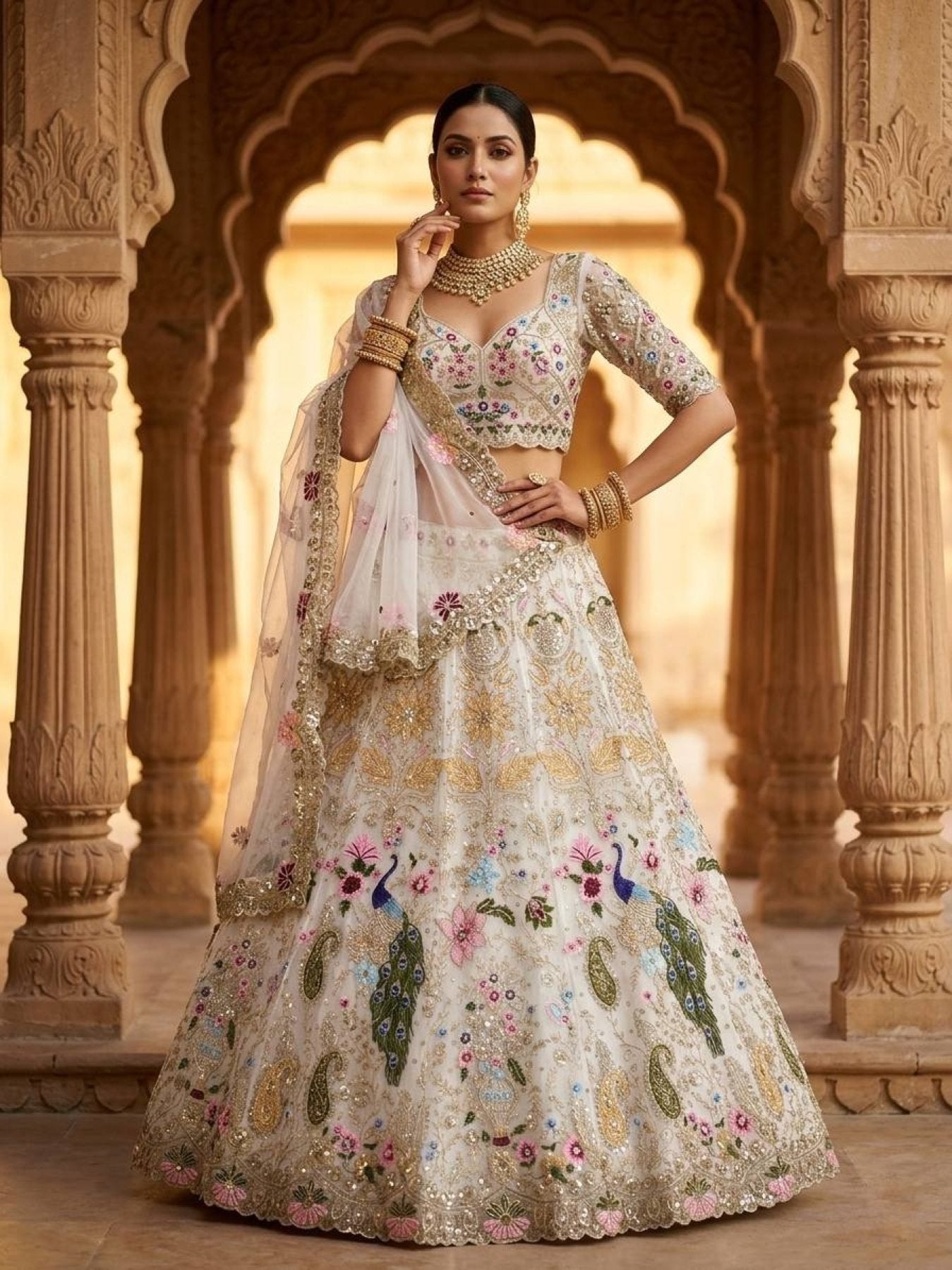 Organza Lehenga with Heavy Cut Work