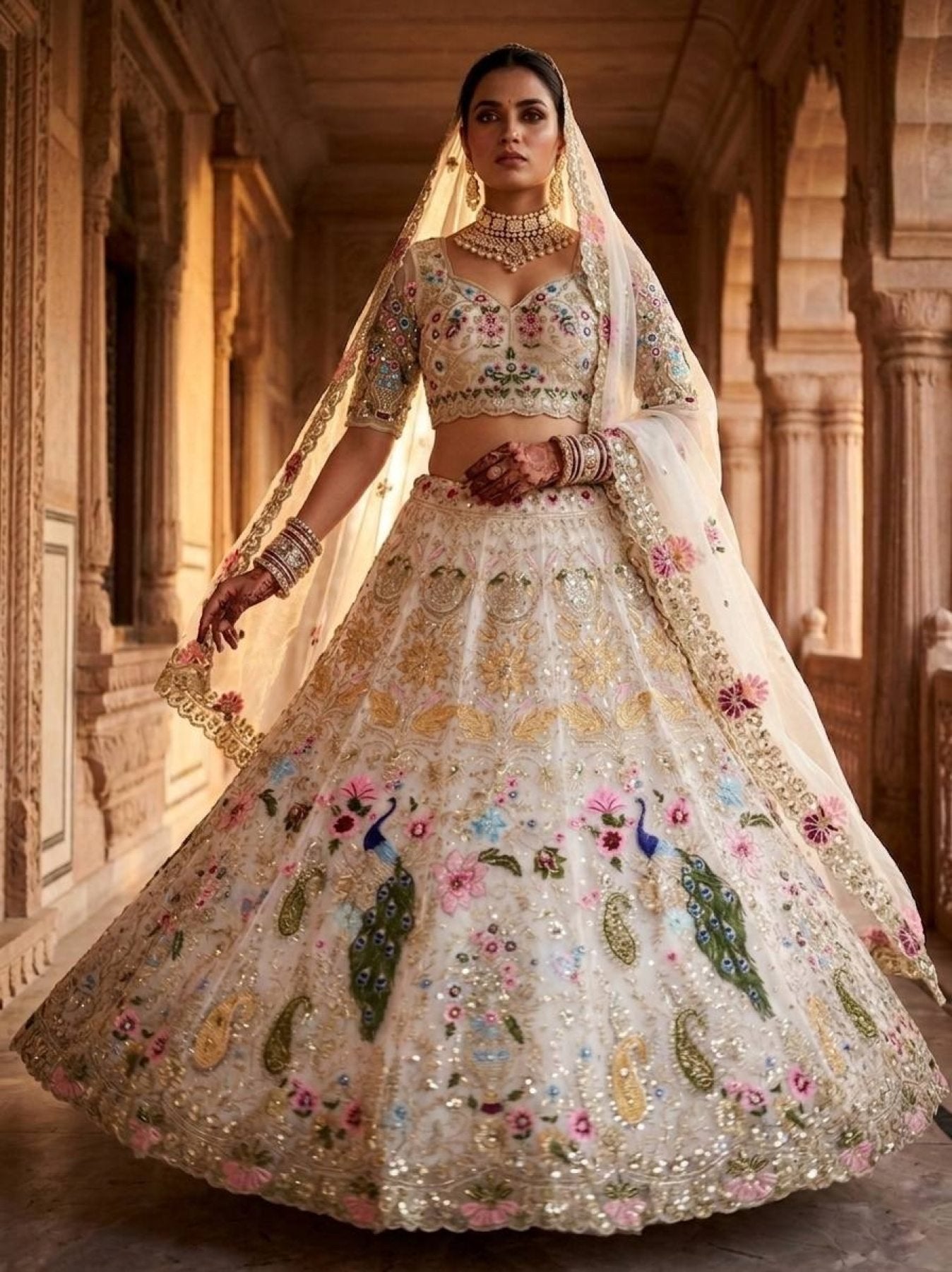 Organza Lehenga with Heavy Cut Work