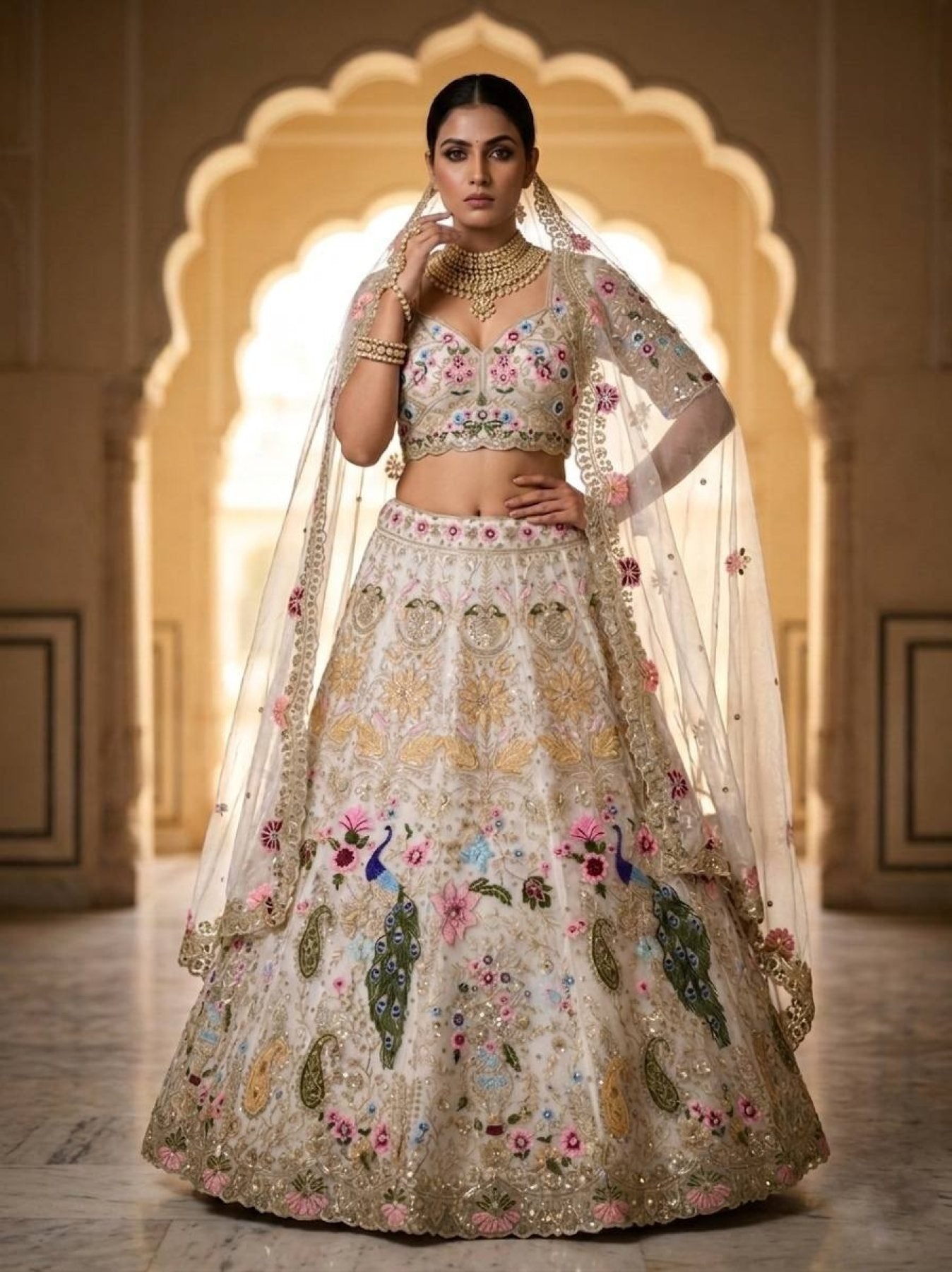 Organza Lehenga with Heavy Cut Work