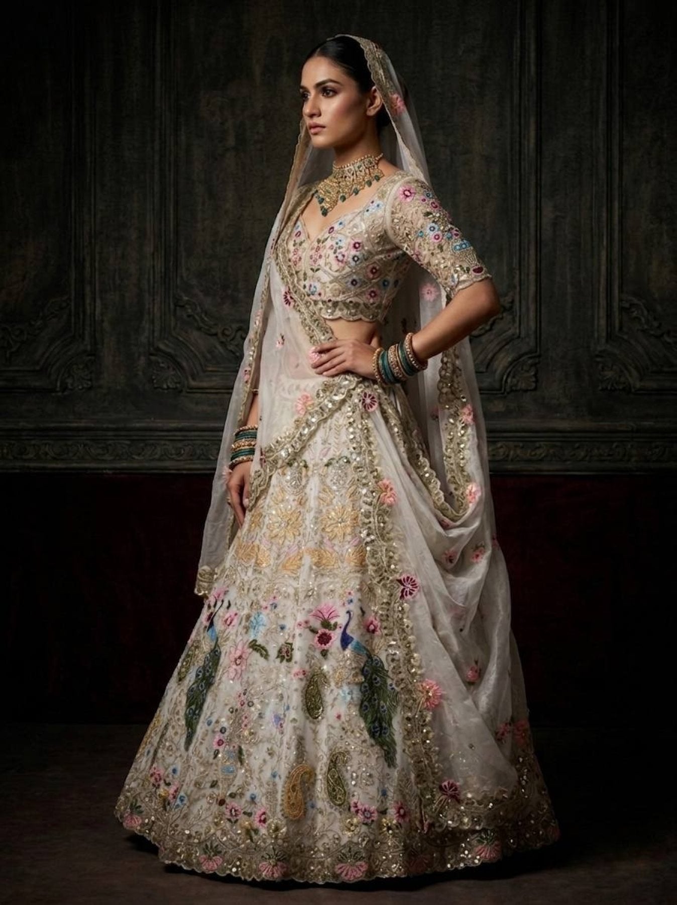 Organza Lehenga with Heavy Cut Work