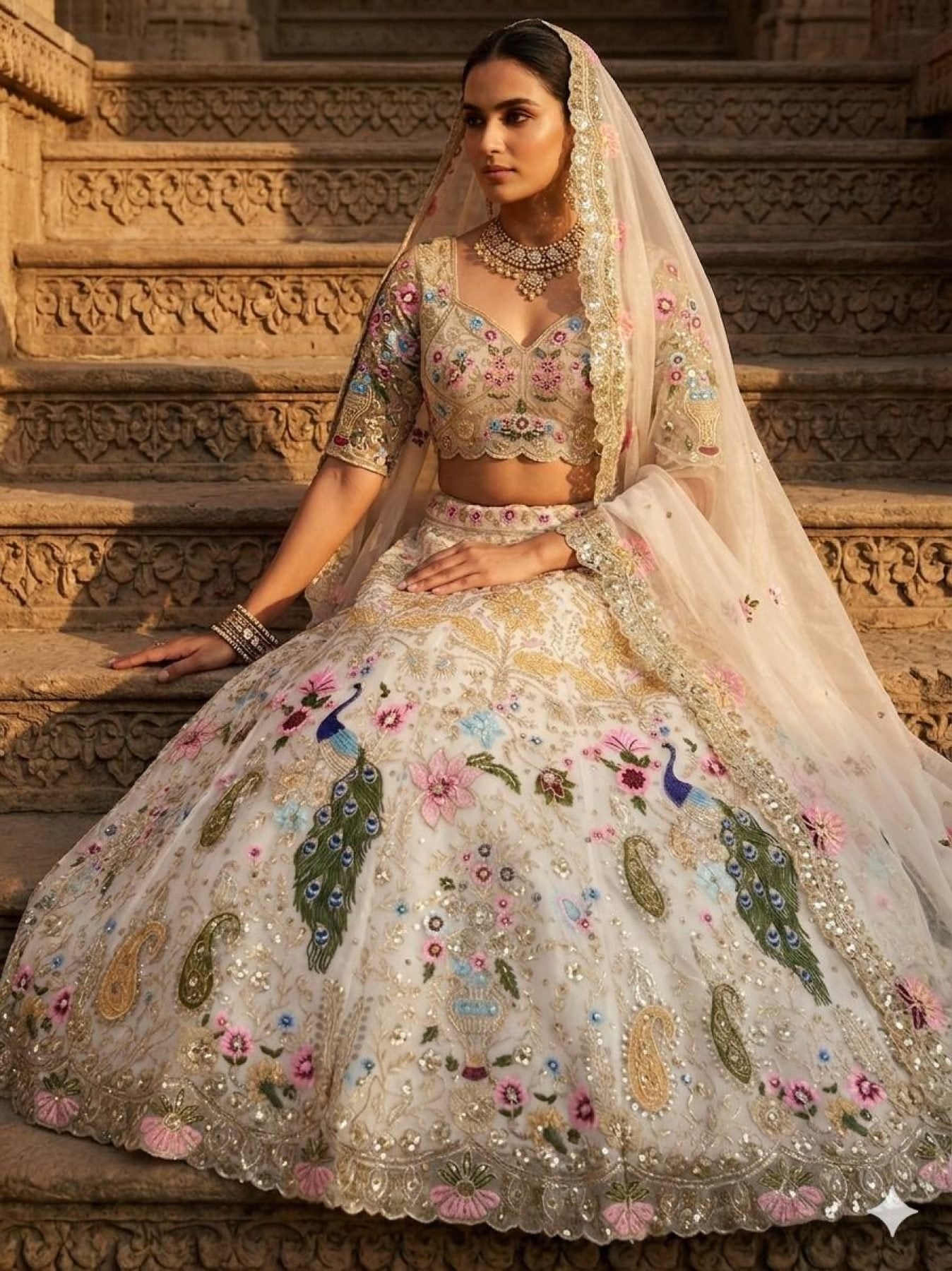 Organza Lehenga with Heavy Cut Work