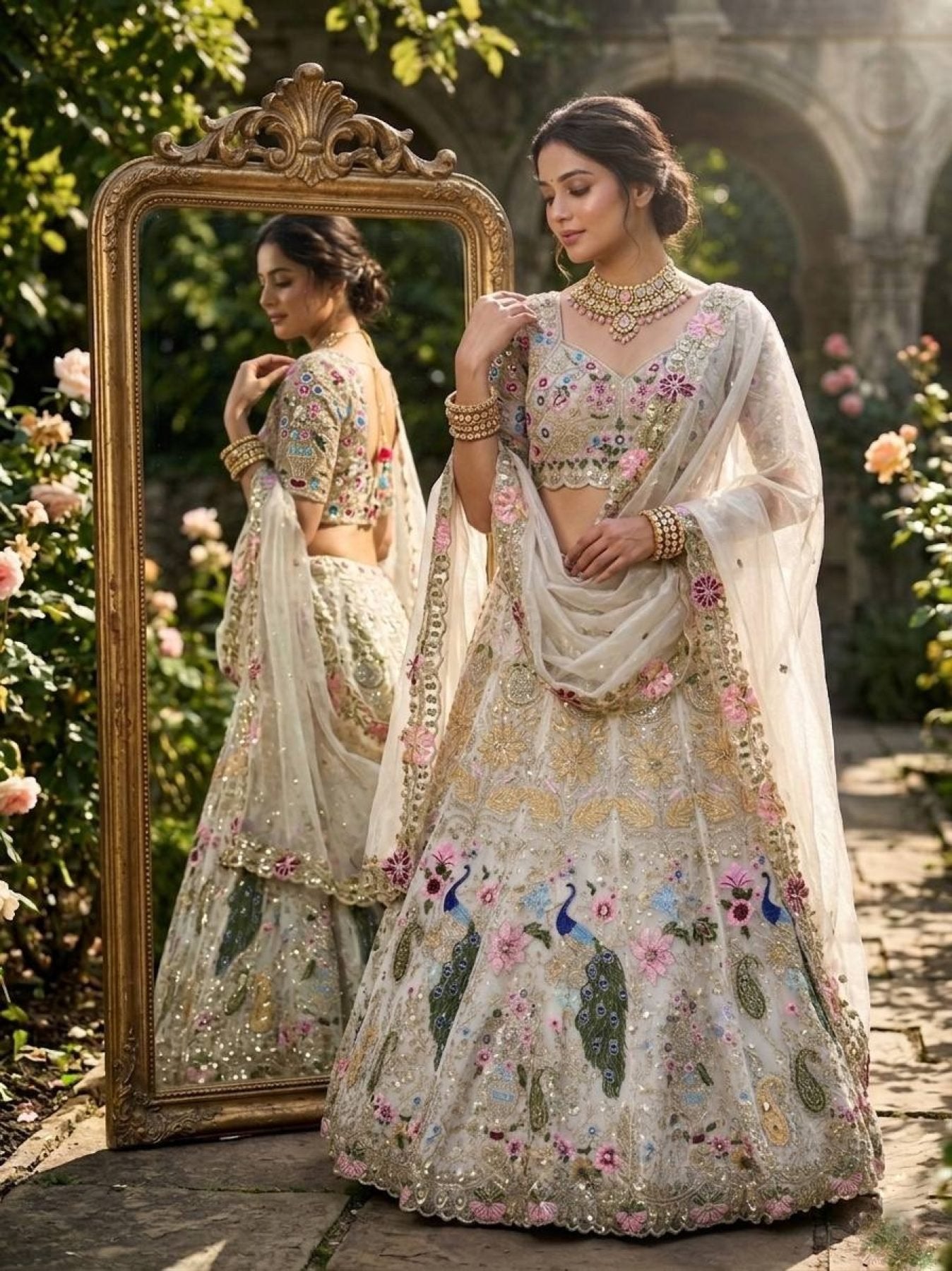 Organza Lehenga with Heavy Cut Work