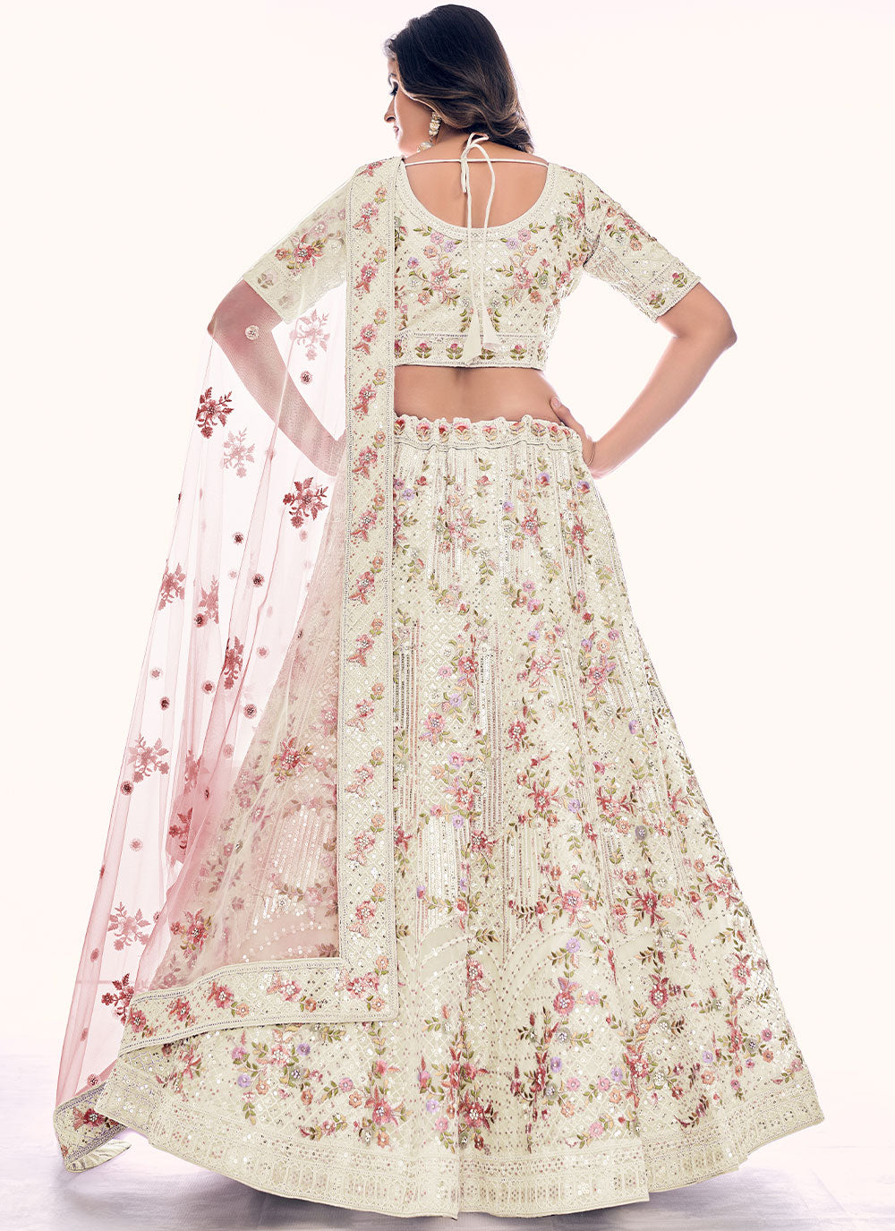 Light Green Net A Line Lehenga Choli