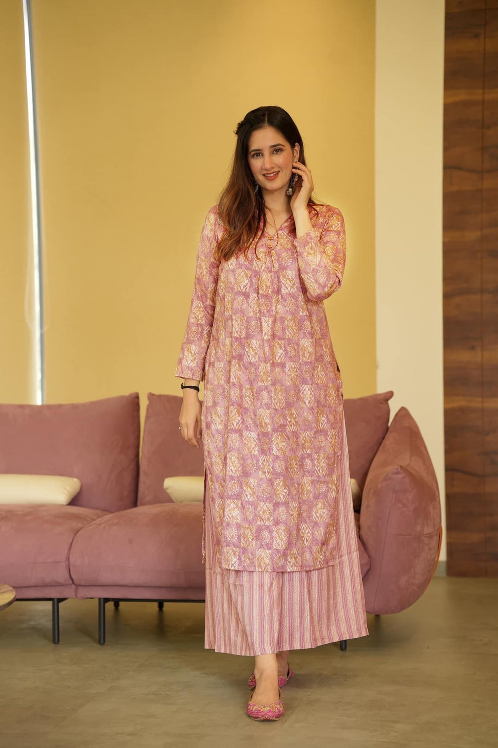 Coral Pure Maslin Digital Printed Kurta Set