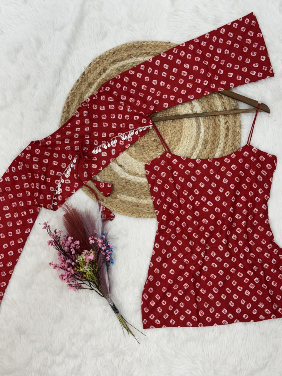 Cotton Bandhej Designer Kurti Outfit
