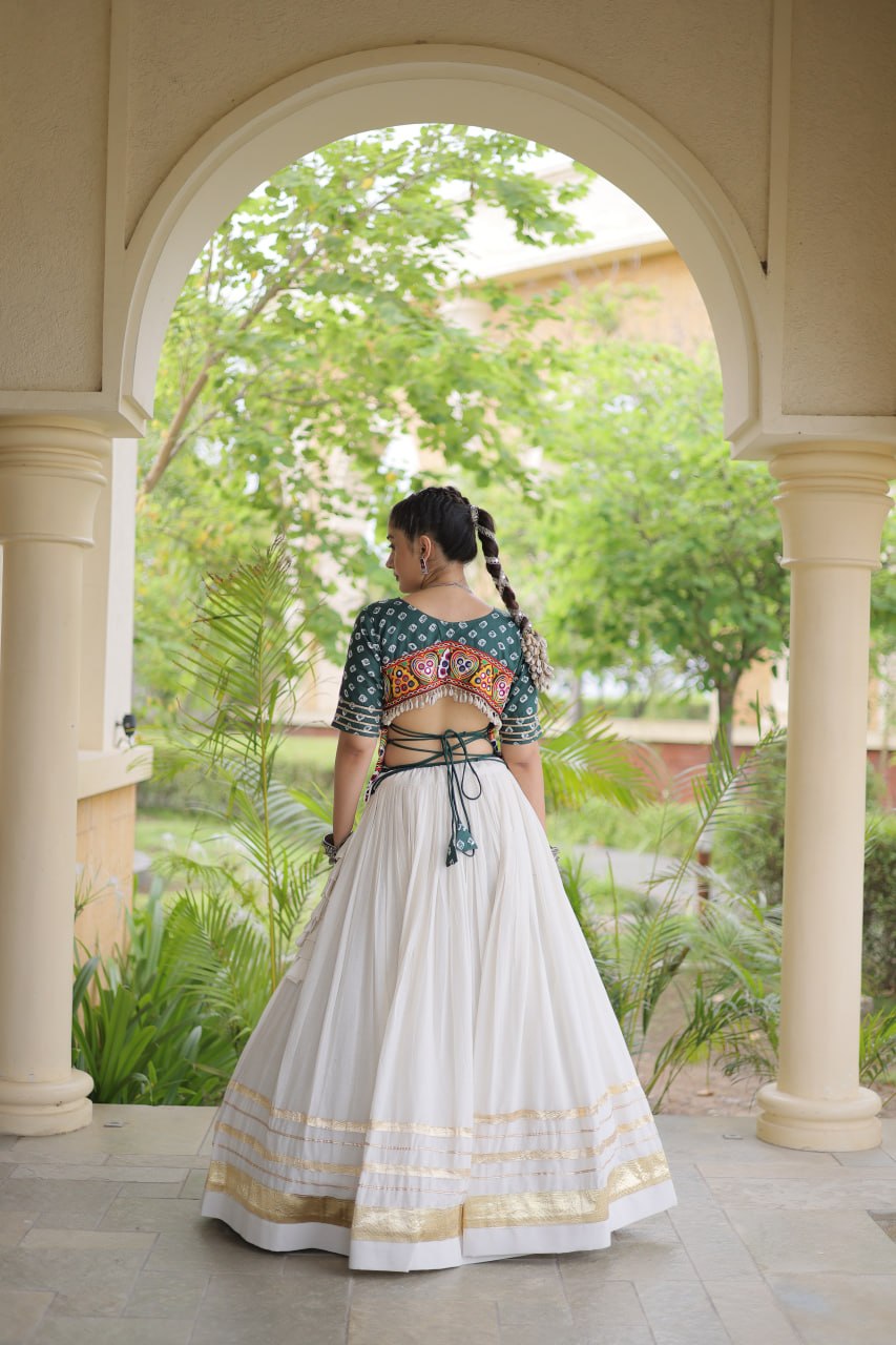 Cotton Gota Patti Bandhej Lehenga Set