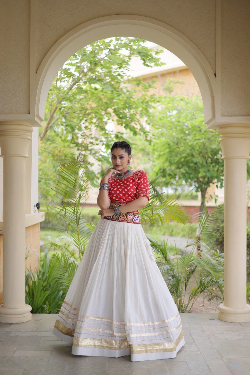 Cotton Gota Patti Bandhej Lehenga Set