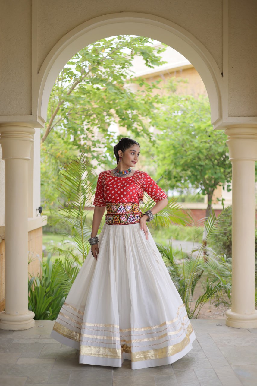 Cotton Gota Patti Bandhej Lehenga Set