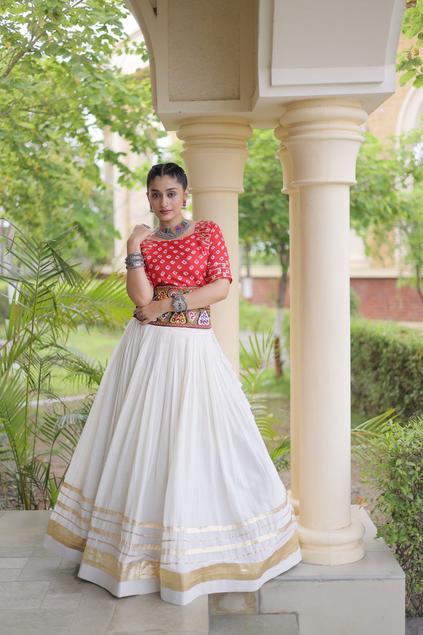Cotton Gota Patti Bandhej Lehenga Set