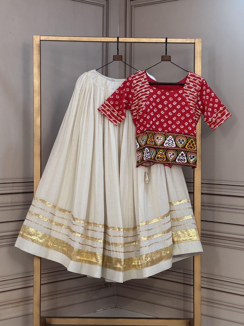 Cotton Gota Patti Bandhej Lehenga Set