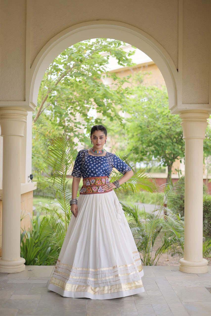 Cotton Gota Patti Bandhej Lehenga Set