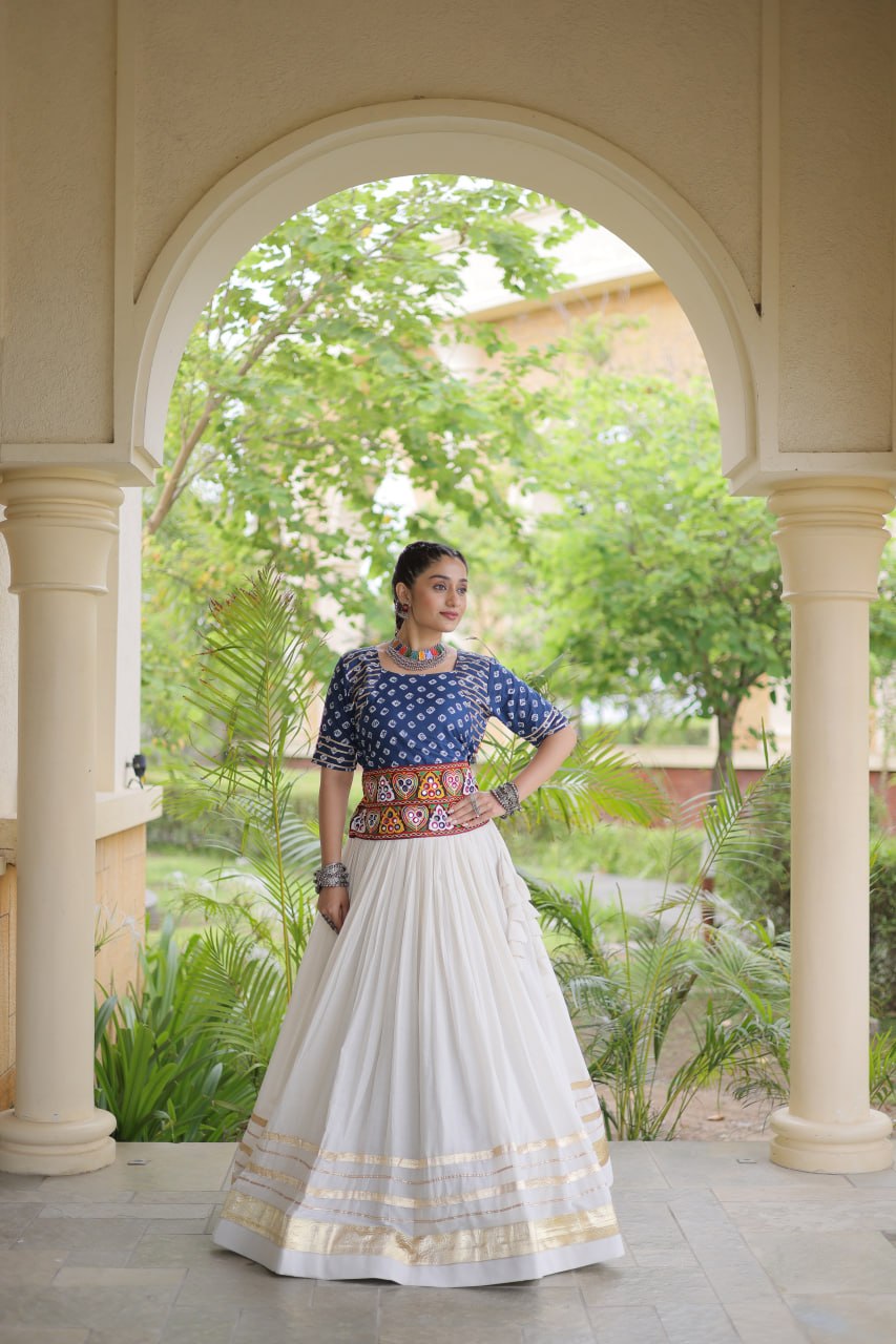 Cotton Gota Patti Bandhej Lehenga Set