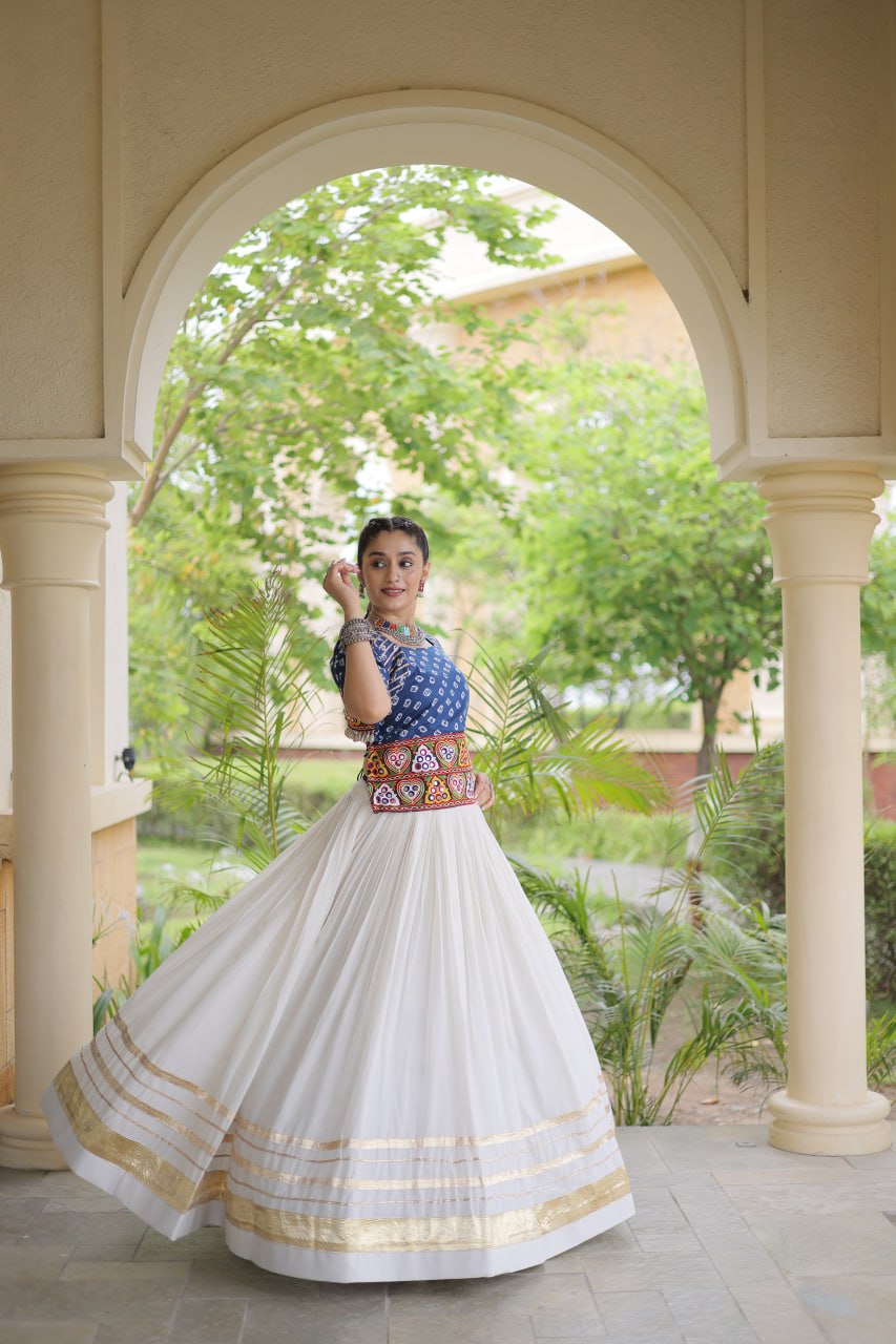 Cotton Gota Patti Bandhej Lehenga Set