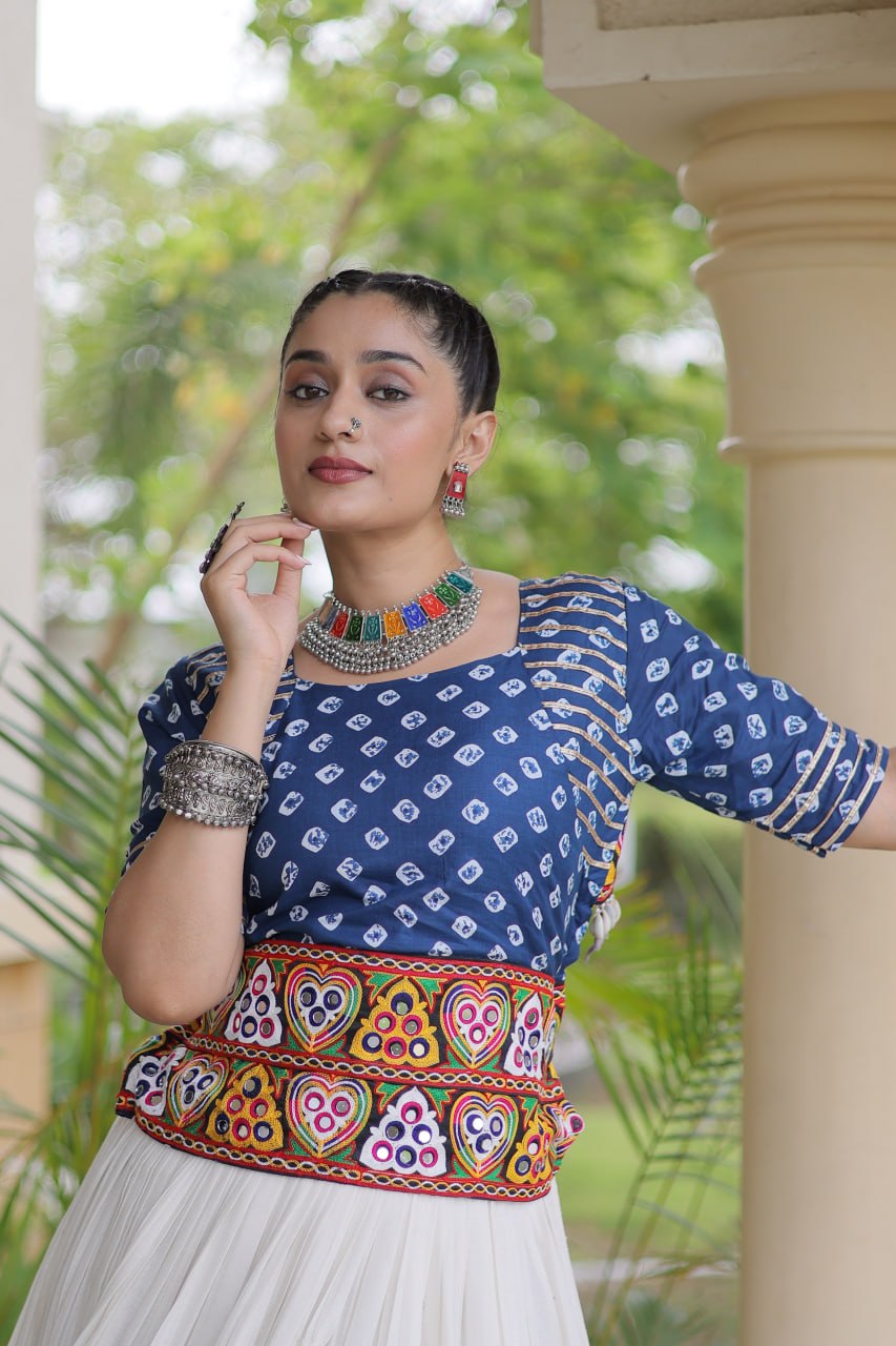 Cotton Gota Patti Bandhej Lehenga Set