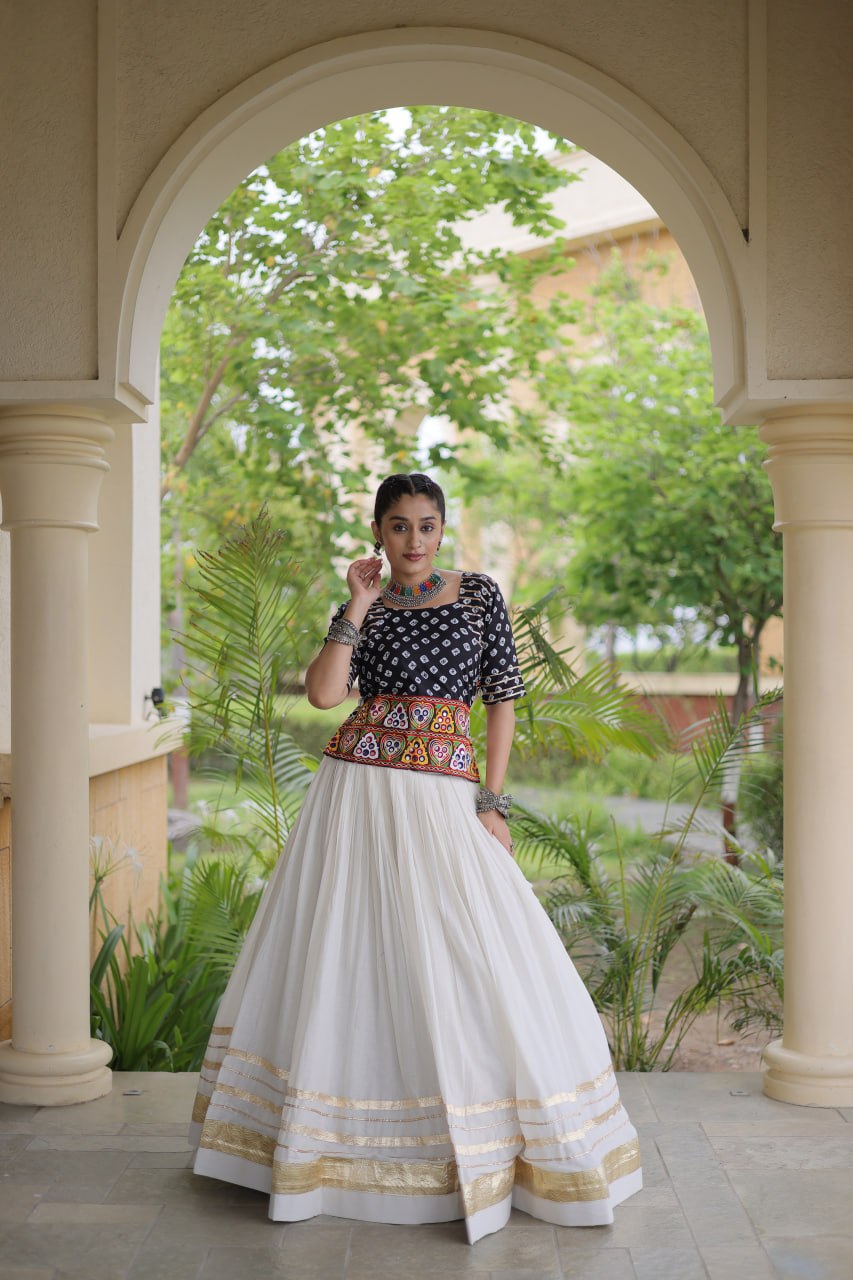 Cotton Gota Patti Bandhej Lehenga Set