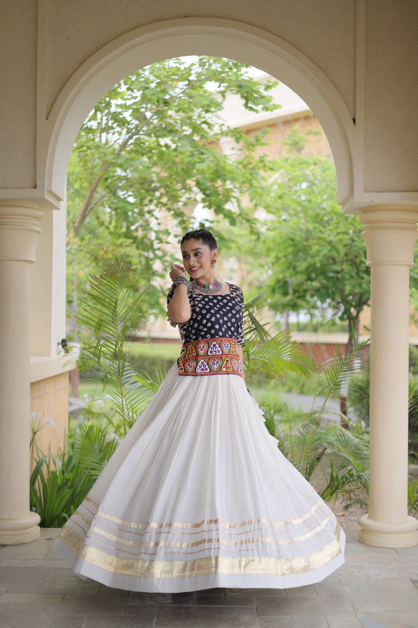 Cotton Gota Patti Bandhej Lehenga Set