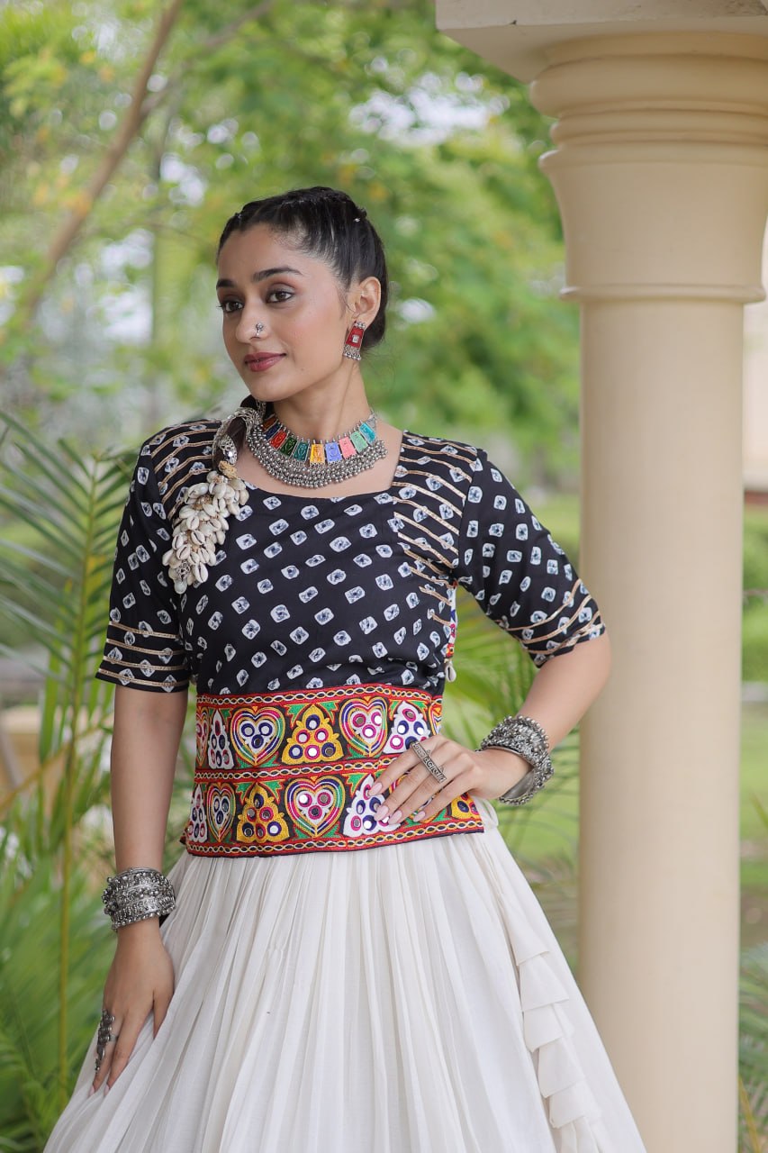 Cotton Gota Patti Bandhej Lehenga Set
