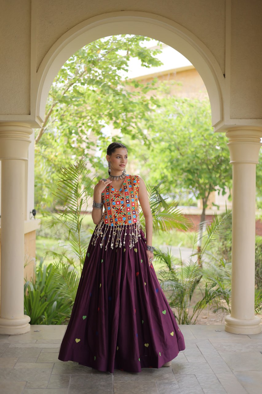Cotton Heart Embroidered Lehenga Choli
