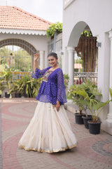 Cotton Lehenga Set with Laheriya Print Top