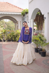 Cotton Lehenga Set with Laheriya Print Top