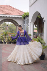 Cotton Lehenga Set with Laheriya Print Top