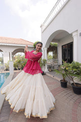 Cotton Lehenga Set with Laheriya Print Top
