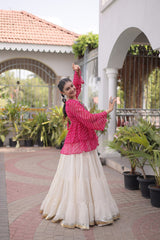Cotton Lehenga Set with Laheriya Print Top