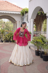 Cotton Lehenga Set with Laheriya Print Top
