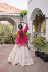 Cotton Lehenga Set with Laheriya Print Top