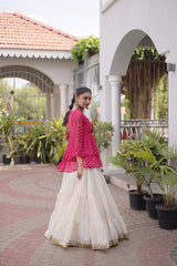 Cotton Lehenga Set with Laheriya Print Top