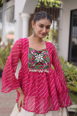 Cotton Lehenga Set with Laheriya Print Top