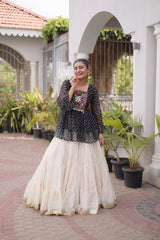 Cotton Lehenga Set with Laheriya Print Top