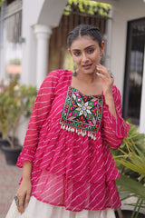 Cotton Lehenga Set with Laheriya Print Top