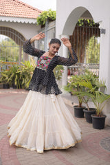 Cotton Lehenga Set with Laheriya Print Top